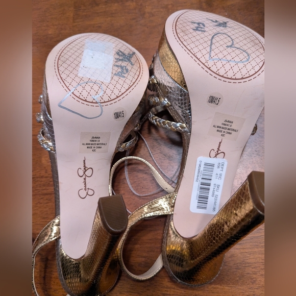 JESSICA SIMPSON Inaia Braided Platform Party Heels in Gold & Silver - Picture 3 of 3